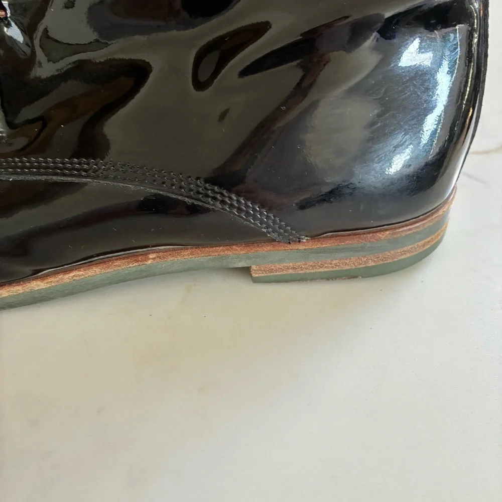 AGL Attilio Giusti Leombruni Black Patent Leather Lace Up Oxford Loafer Shoes - Picture 7 of 15